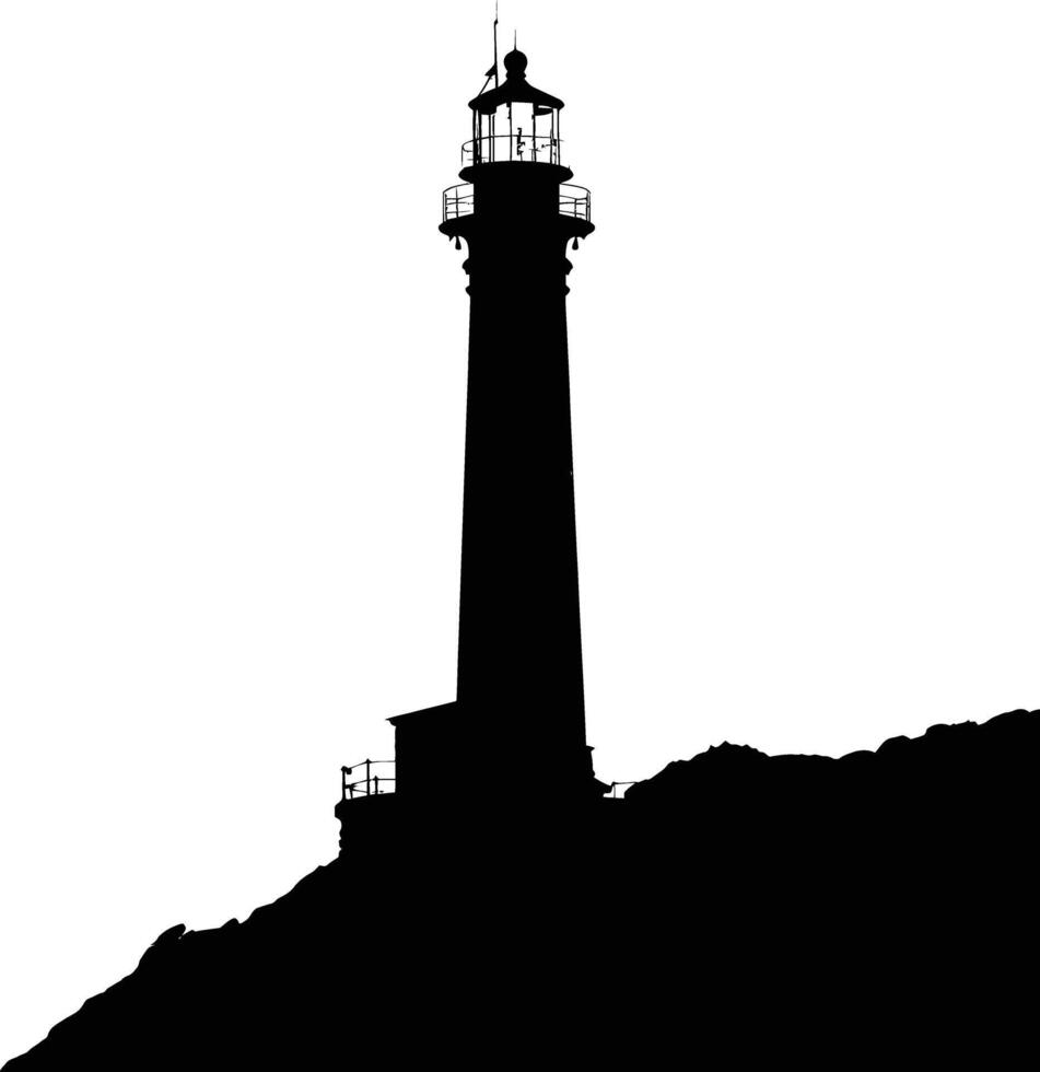 AI generated Silhouette lighthouse full black color only vector