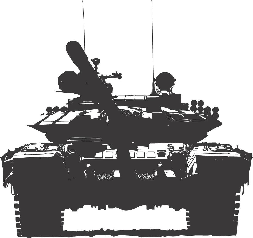 AI generated Silhouette military tank black color only vector