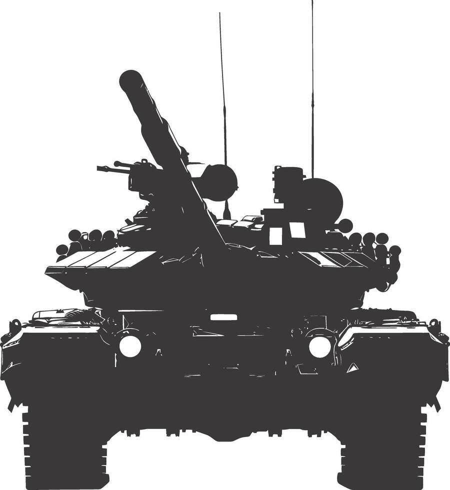 AI generated Silhouette military tank black color only vector