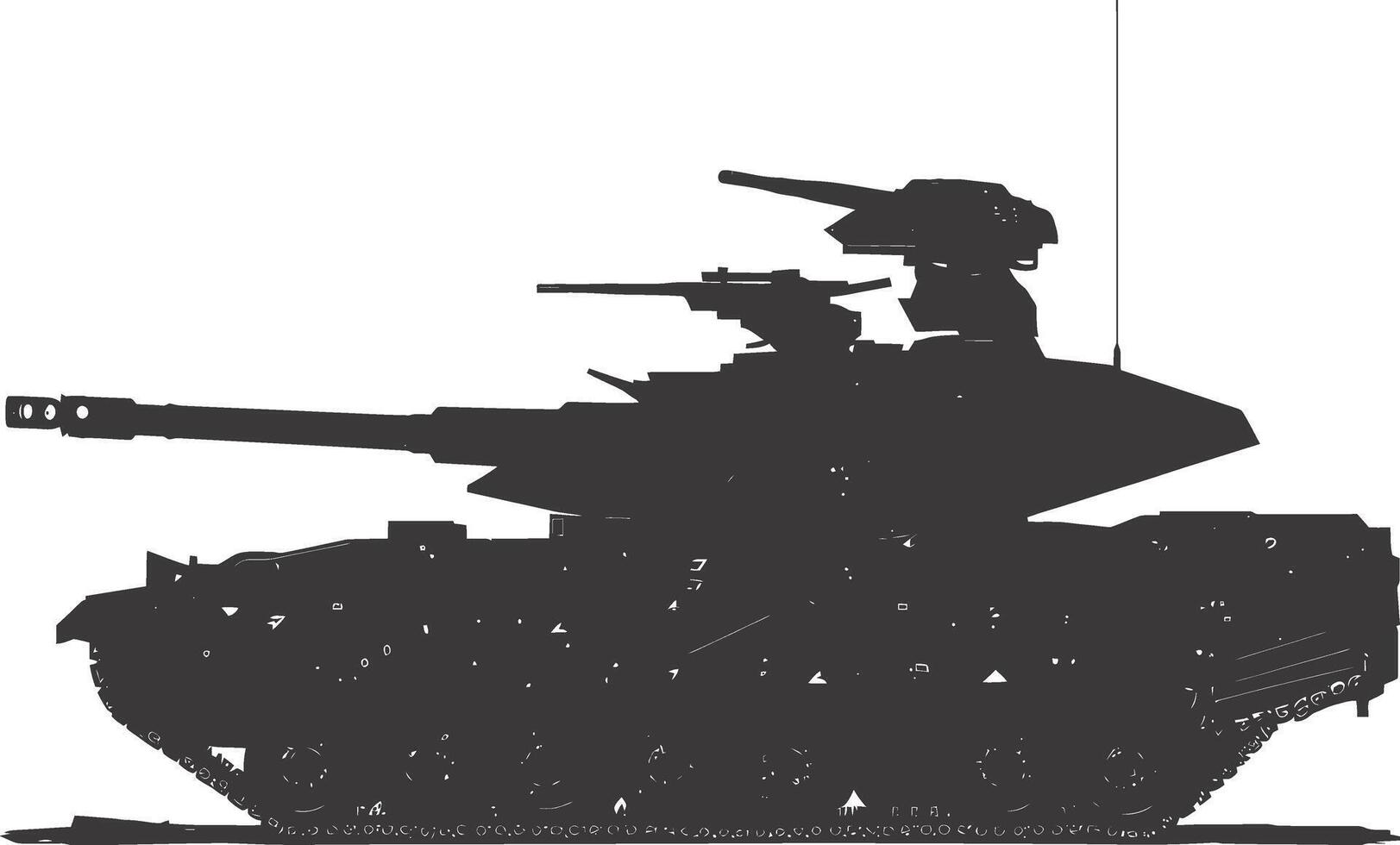 AI generated Silhouette military tank black color only vector