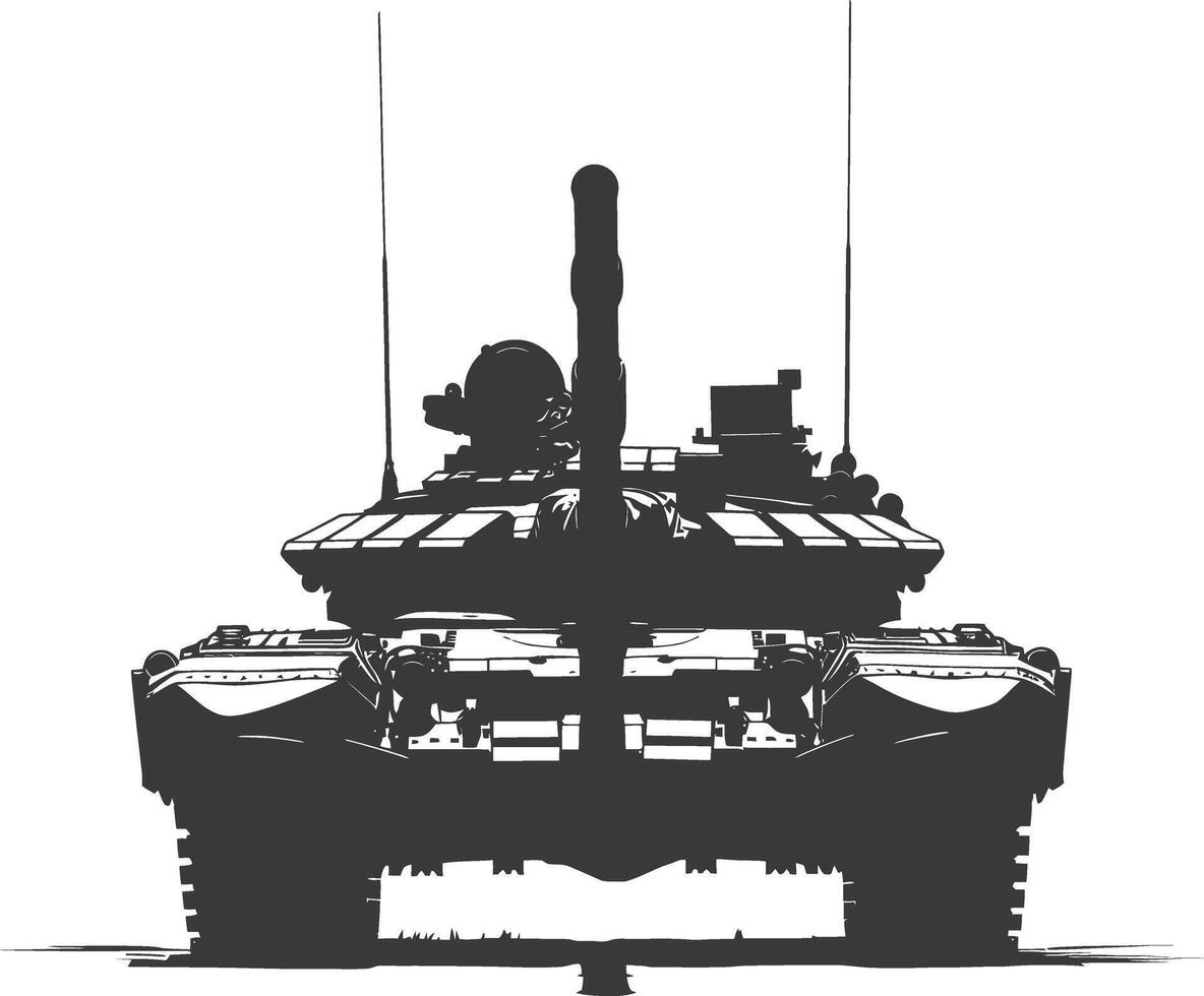 AI generated Silhouette military tank black color only vector