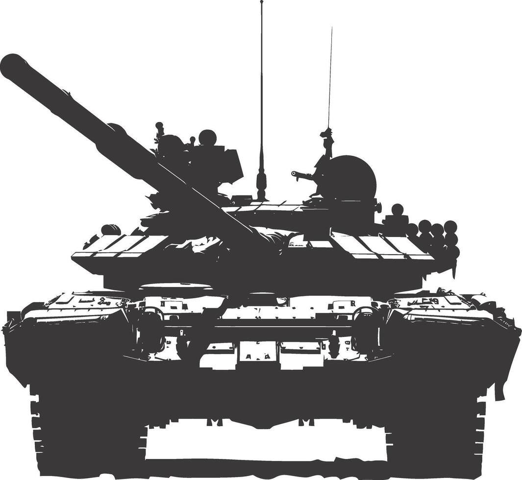 AI generated Silhouette military tank black color only vector