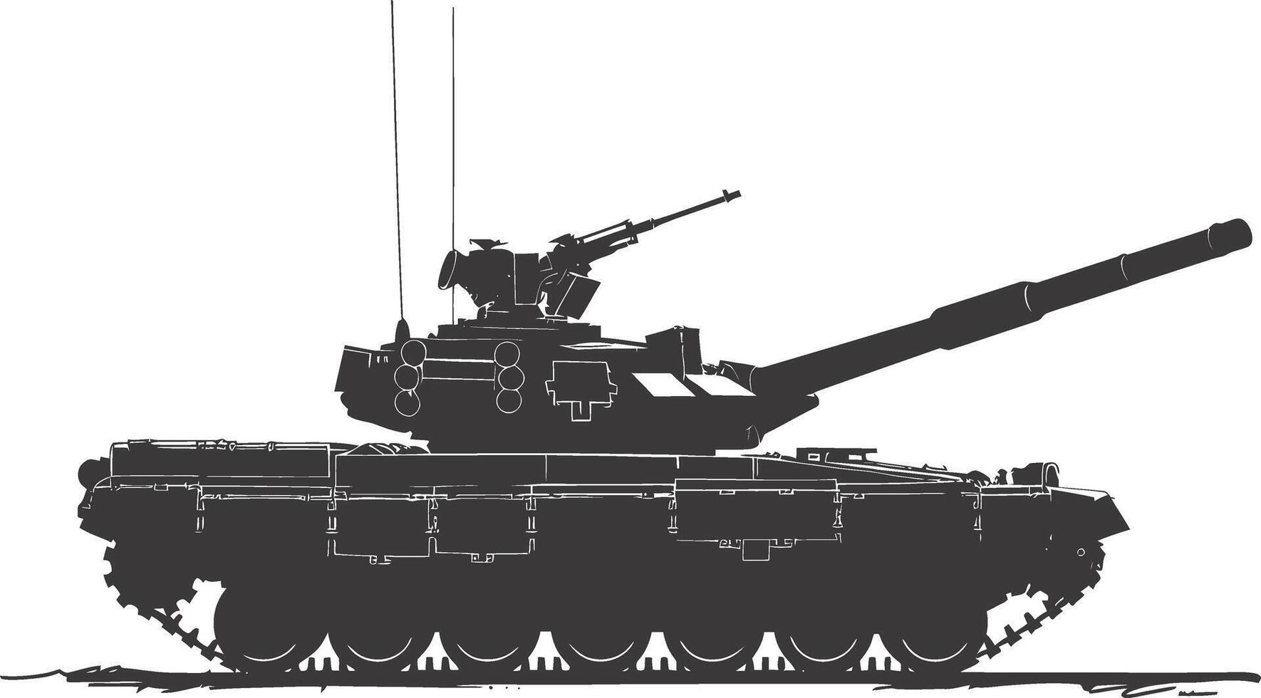 AI generated Silhouette military tank black color only vector