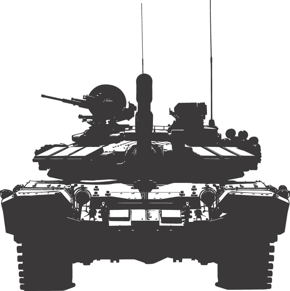 AI generated Silhouette military tank black color only vector