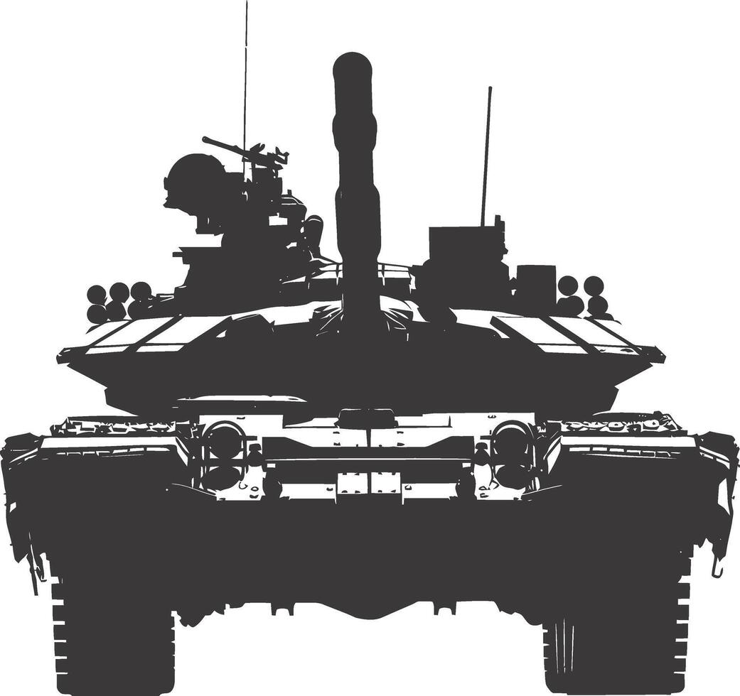 AI generated Silhouette military tank black color only vector