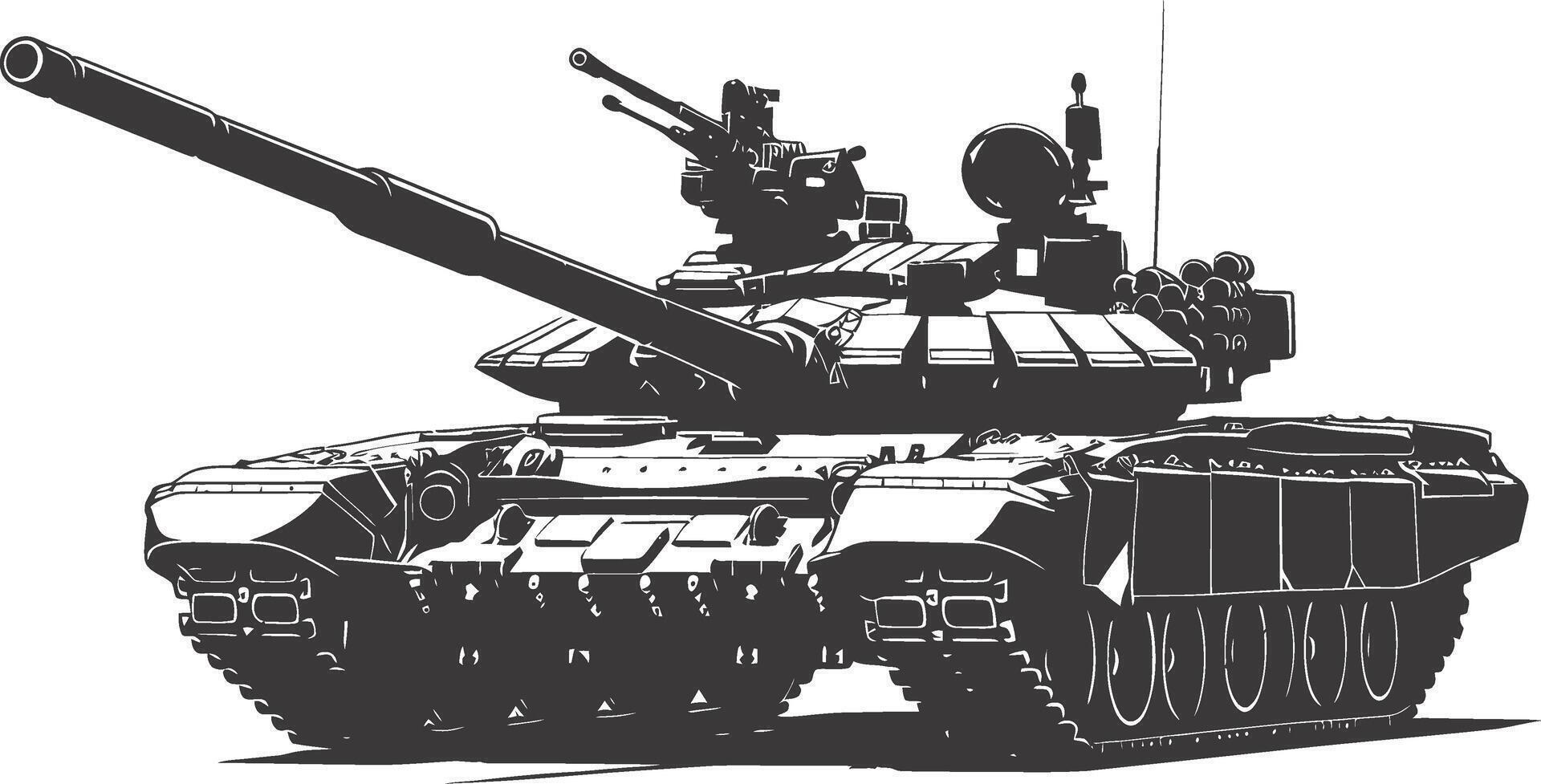 AI generated Silhouette military tank black color only vector