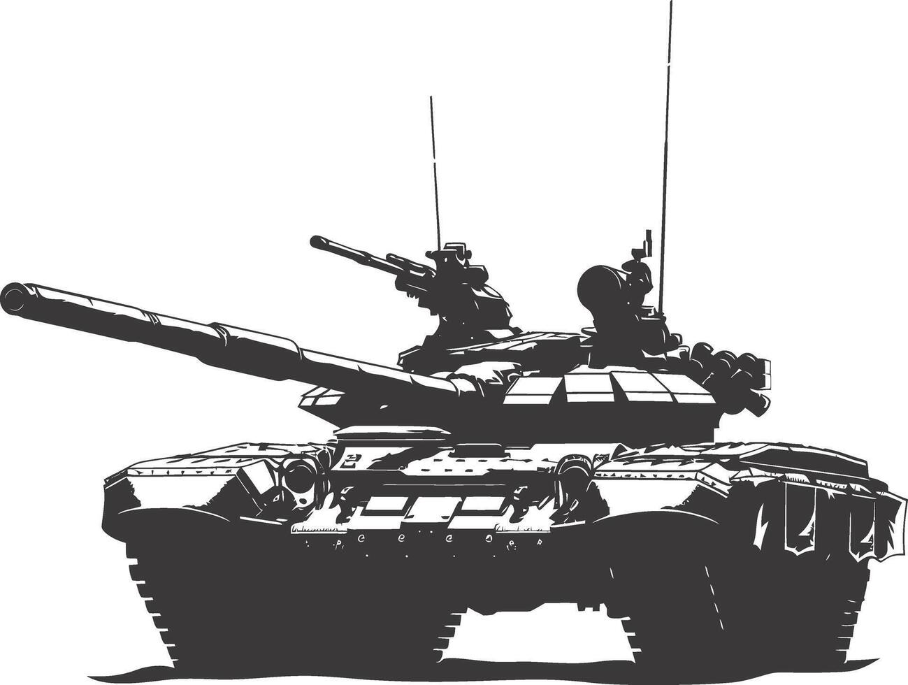 ai generado silueta militar tanque negro color solamente vector