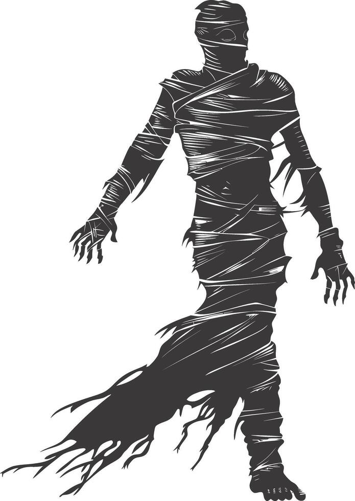 AI generated Silhouette mummy walking the egypt Mythical Creature black color only vector
