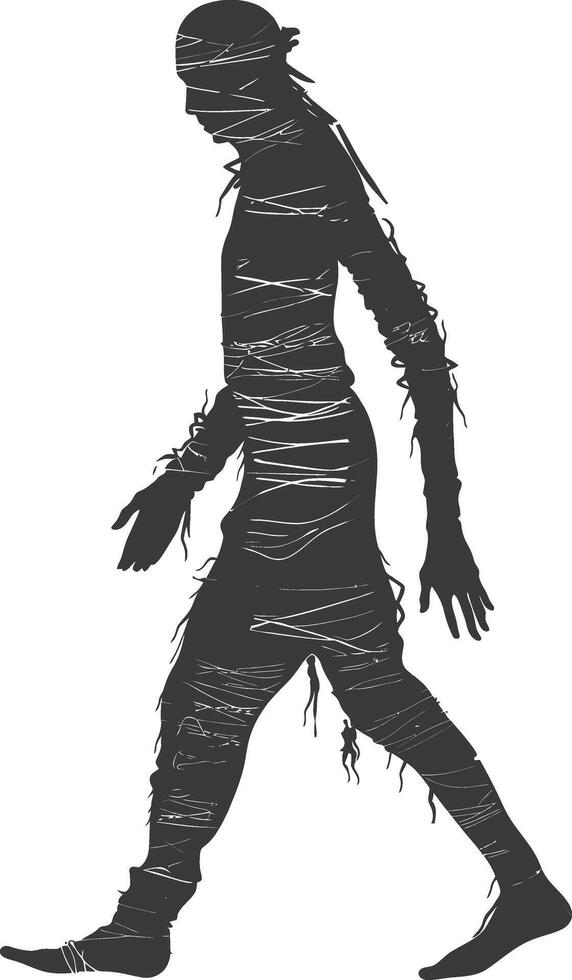 ai generado silueta momia caminando el Egipto mítico criatura negro color solamente vector