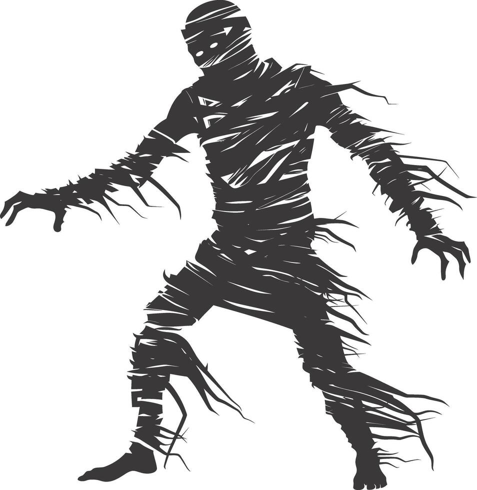 AI generated Silhouette mummy attack the egypt Mythical Creature black color only vector