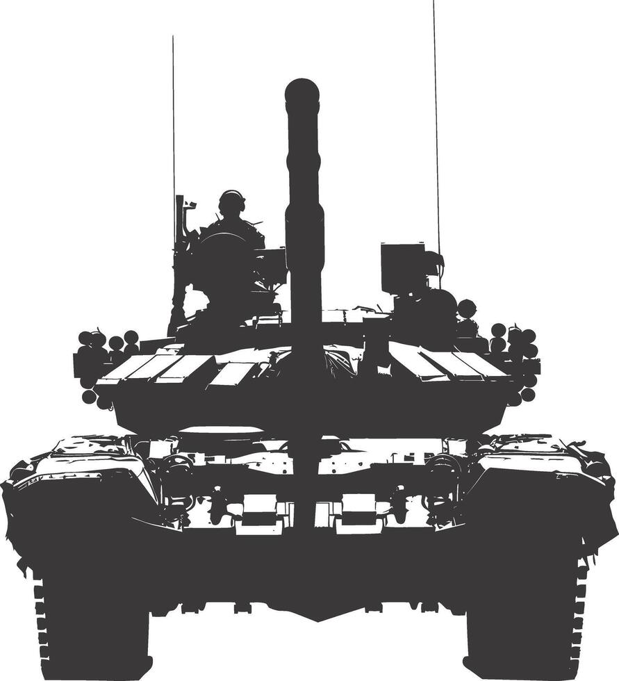 AI generated Silhouette military tank black color only vector