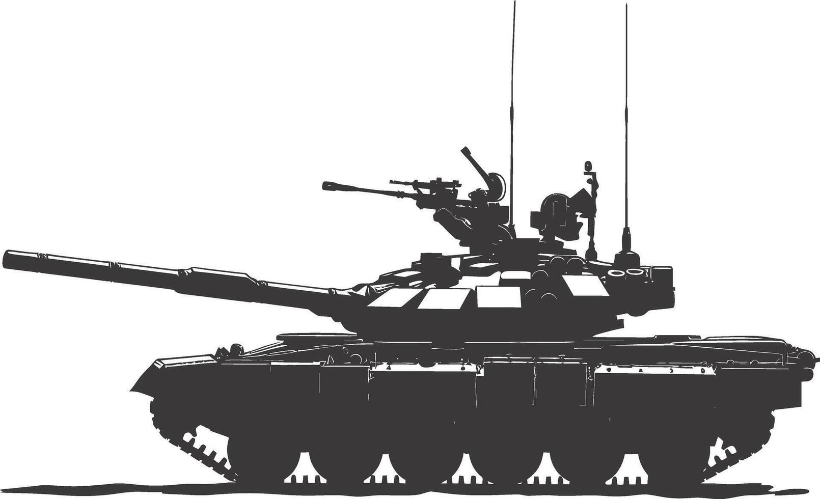 AI generated Silhouette military tank black color only vector