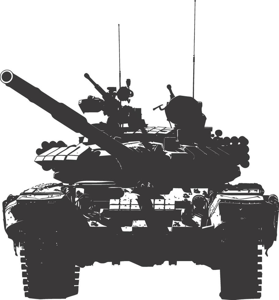 AI generated Silhouette military tank black color only vector