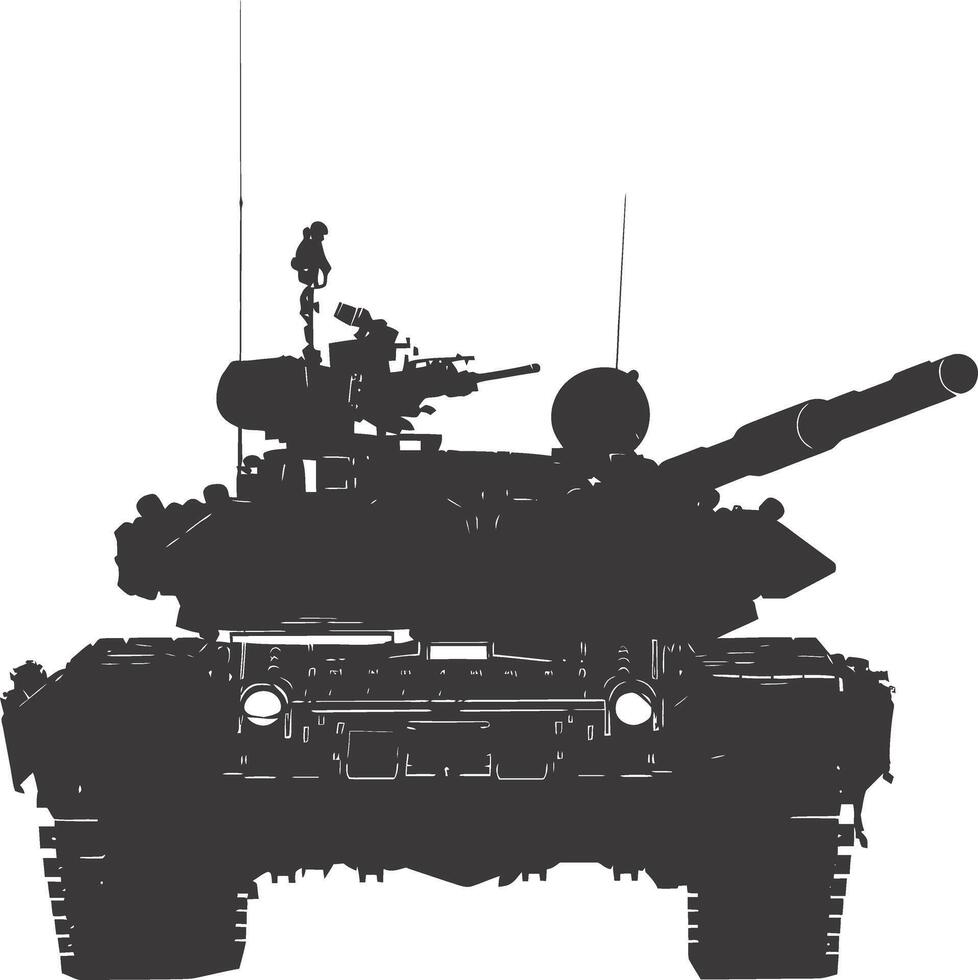 AI generated Silhouette military tank black color only vector