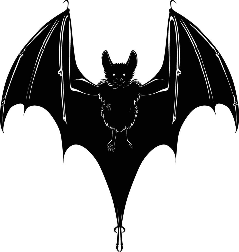 AI generated Silhouette bat animal black color only full body vector