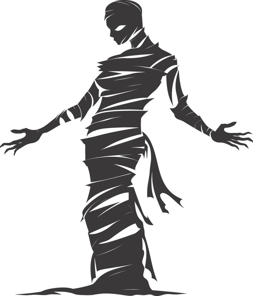 AI generated Silhouette mummy the egypt Mythical Creature black color only vector