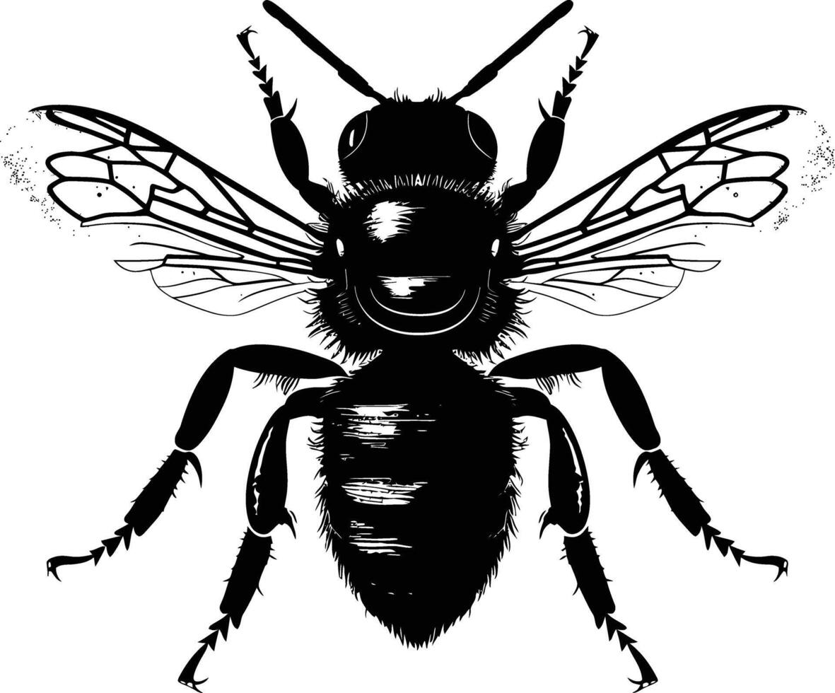 ai generado silueta abeja animal negro color solamente lleno cuerpo vector