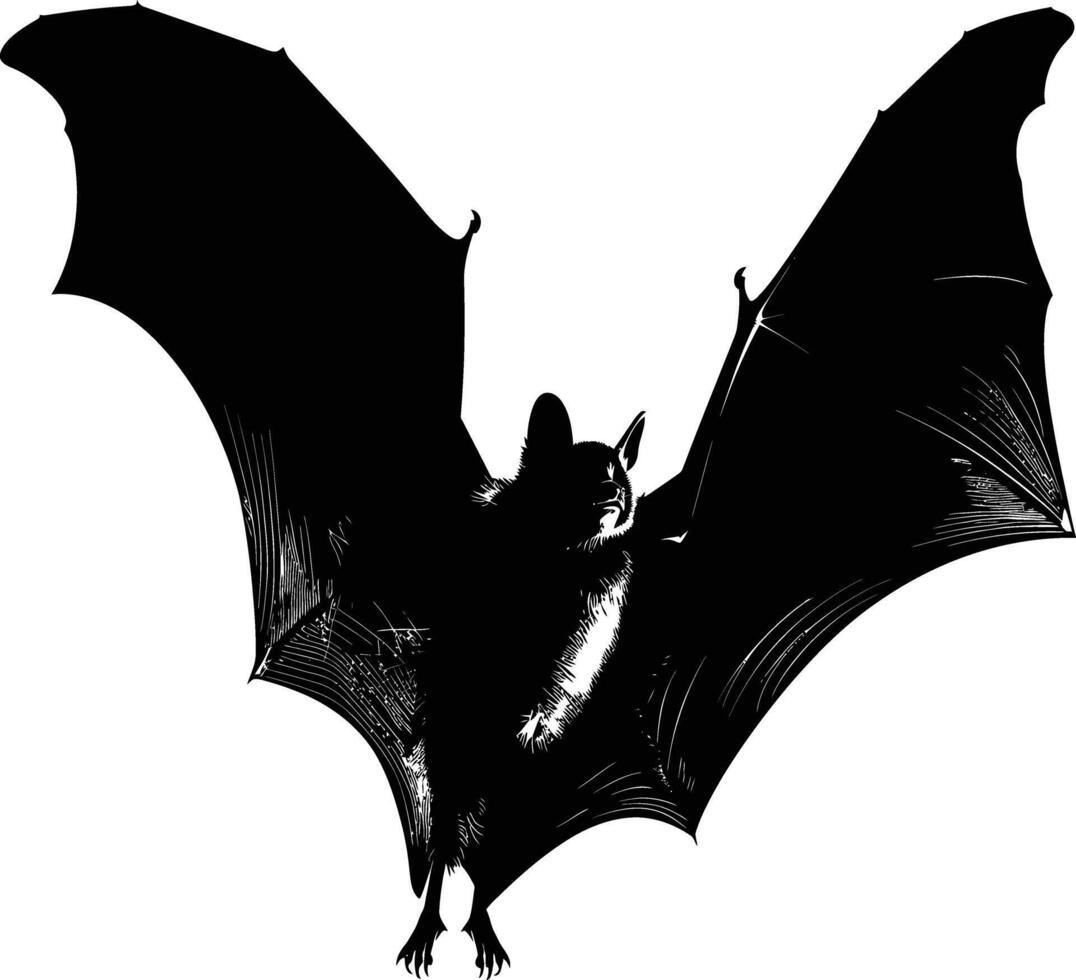 AI generated Silhouette bat animal black color only full body vector