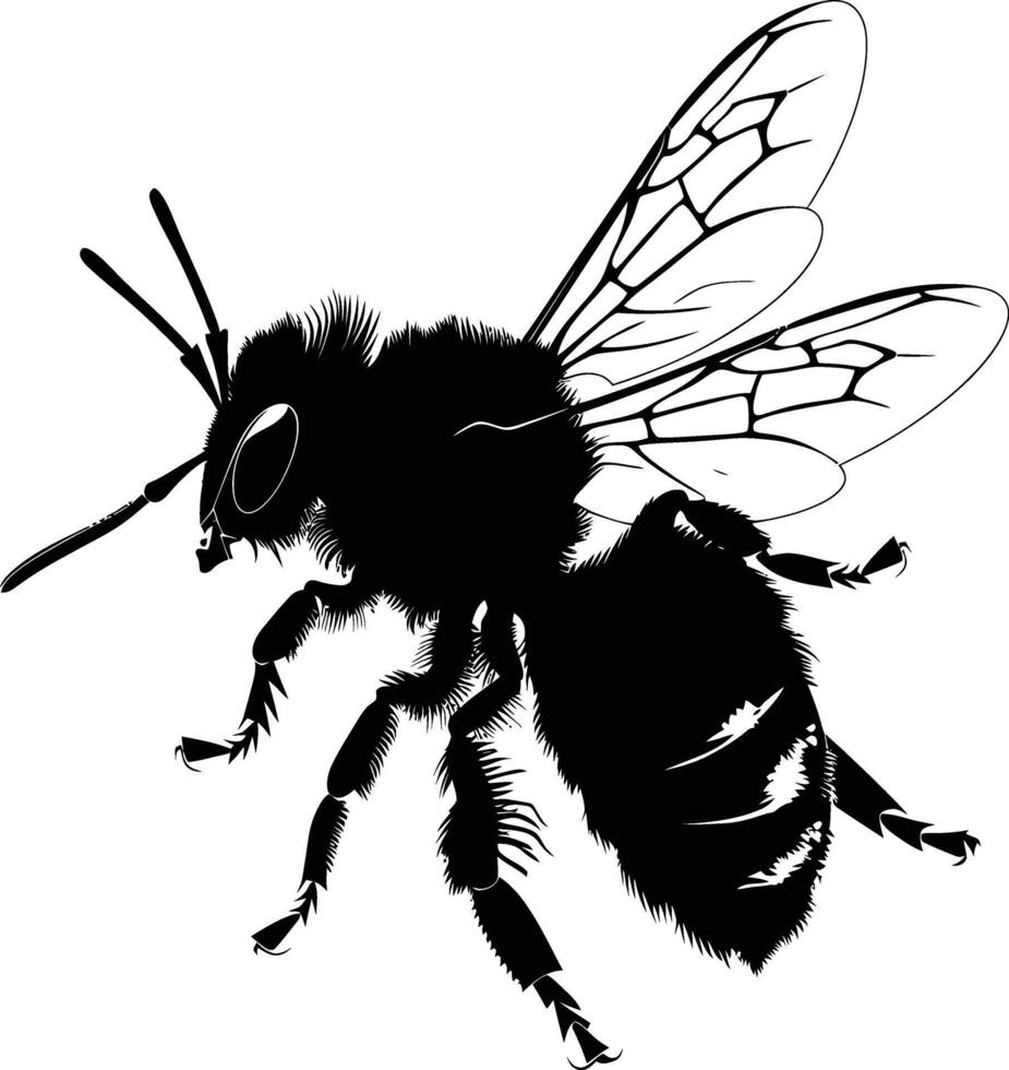 AI generated Silhouette bee animal black color only full body vector