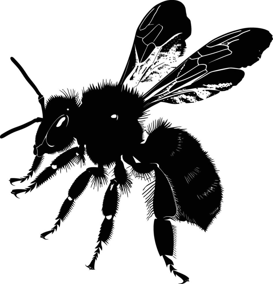 ai generado silueta abeja animal negro color solamente lleno cuerpo vector