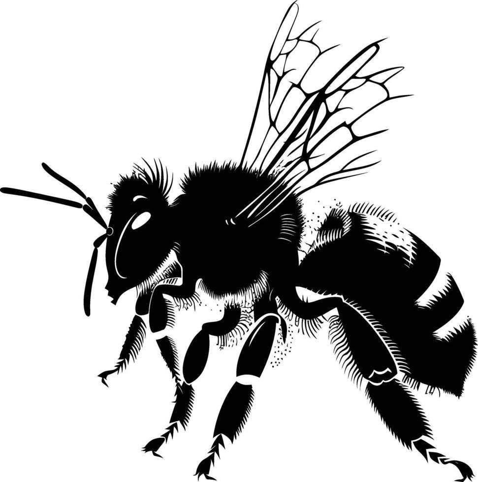 AI generated Silhouette bee animal black color only full body vector