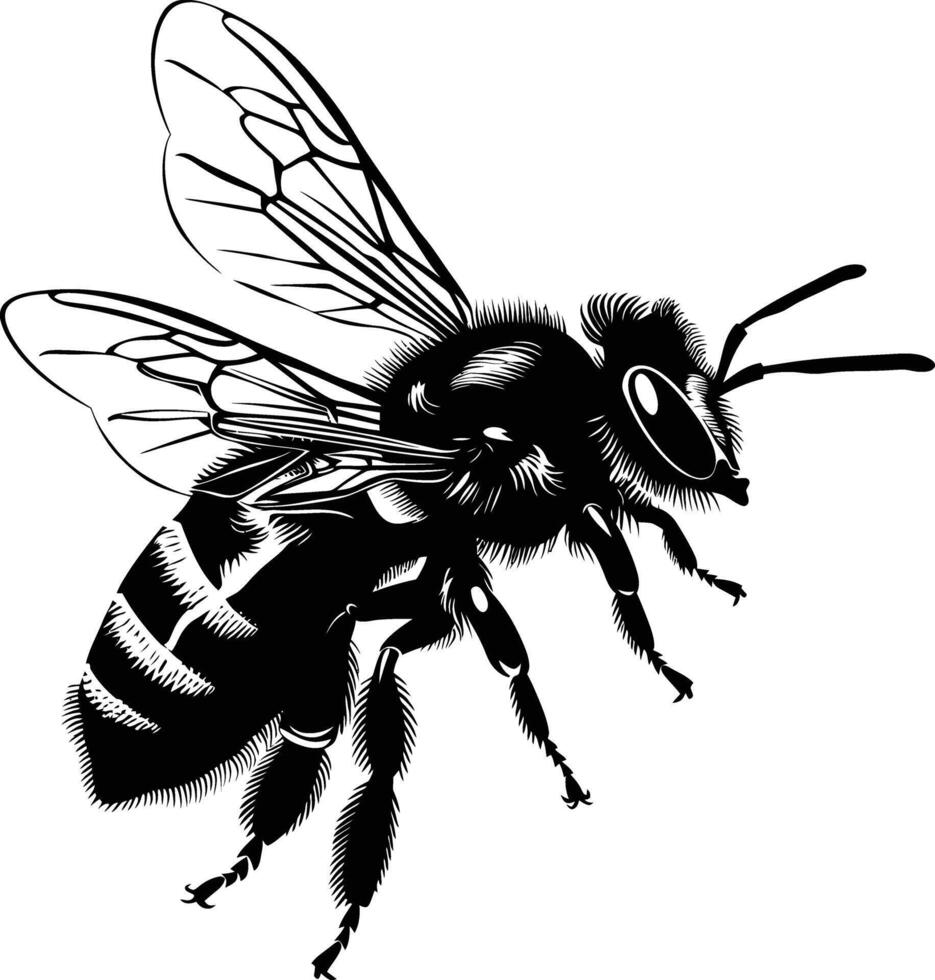 AI generated Silhouette bee animal black color only full body vector