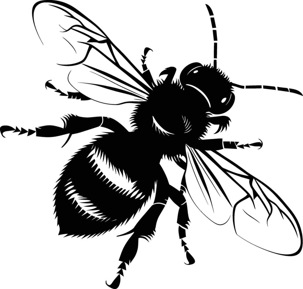 AI generated Silhouette bee animal black color only full body vector