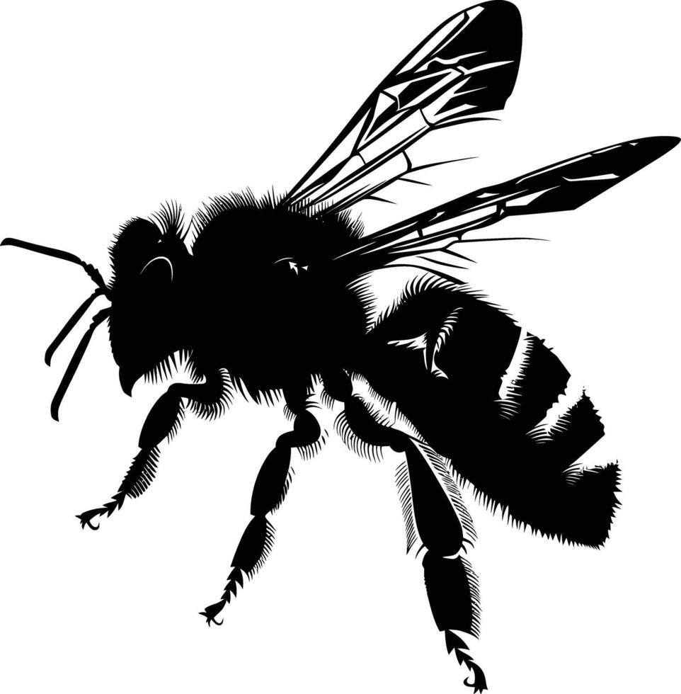 ai generado silueta abeja animal negro color solamente lleno cuerpo vector