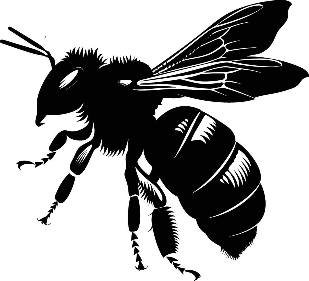 ai generado silueta abeja animal negro color solamente lleno cuerpo vector