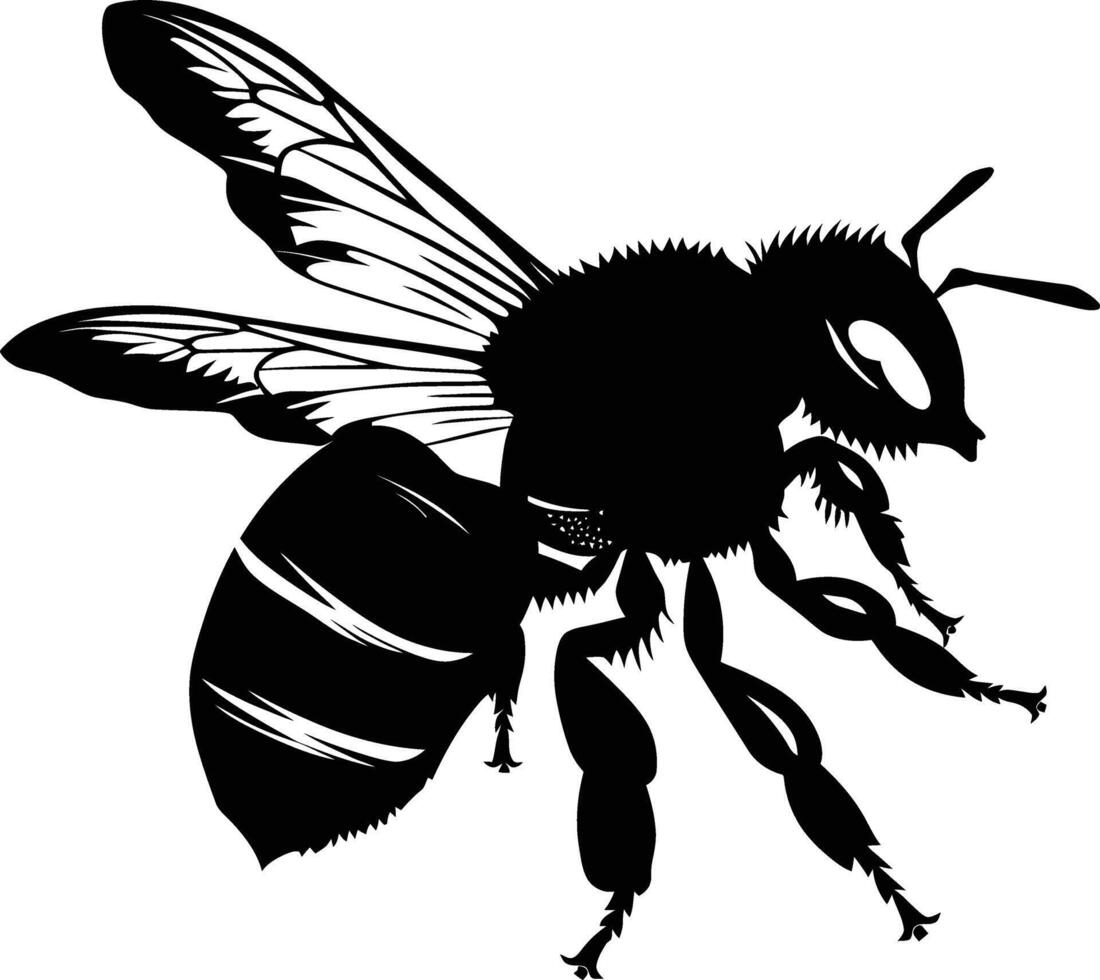 AI generated Silhouette bee animal black color only full body vector