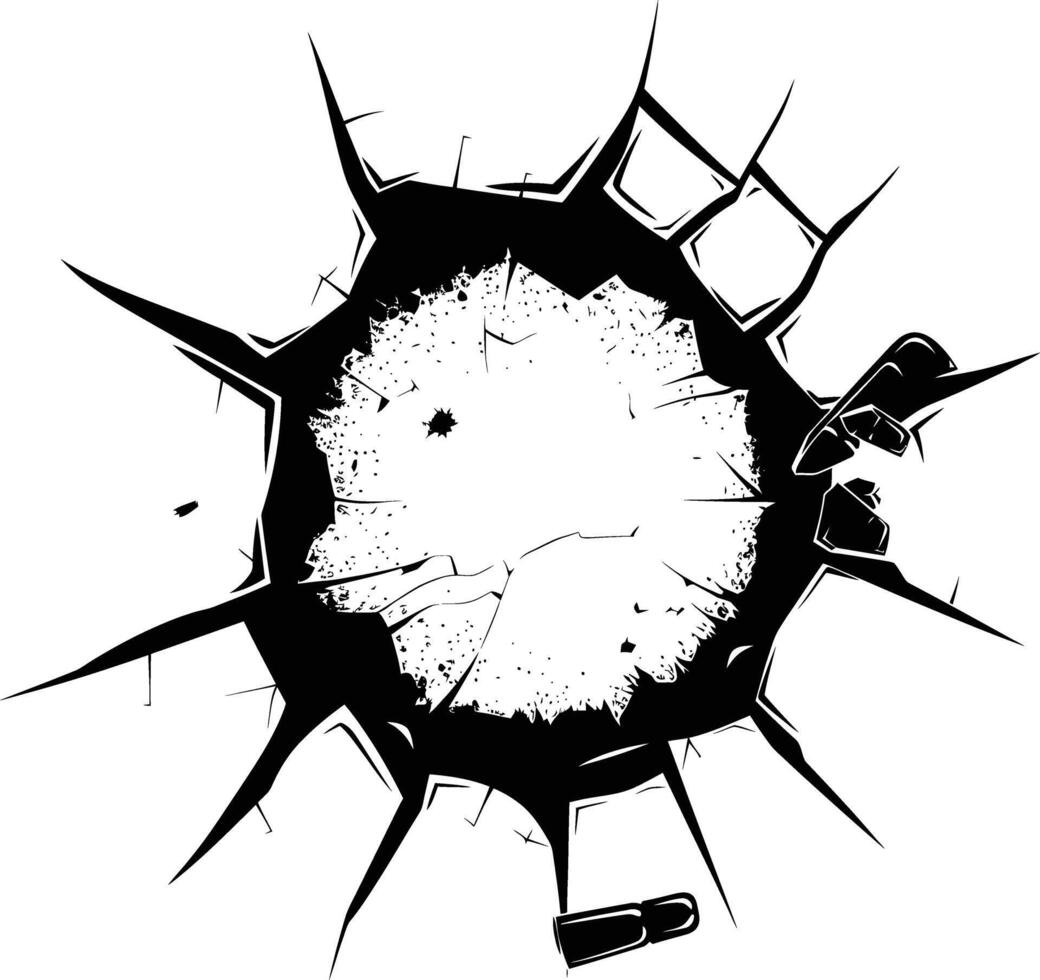 AI generated Silhouette bullet hole in glass black color only vector