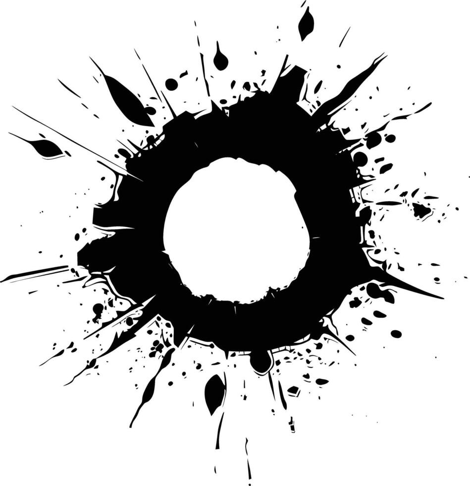 AI generated Silhouette bullet hole in glass black color only vector