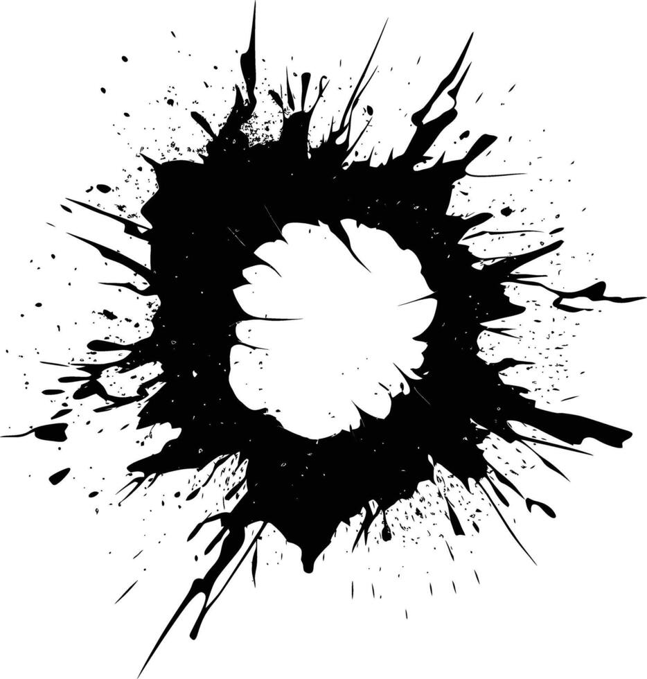 AI generated Silhouette bullet hole in concrete black color only vector