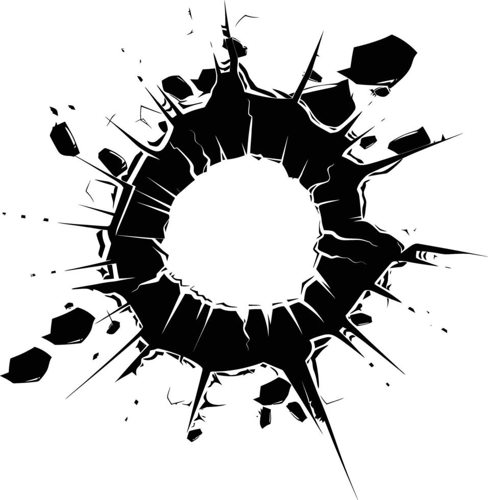 AI generated Silhouette bullet hole in glass black color only vector