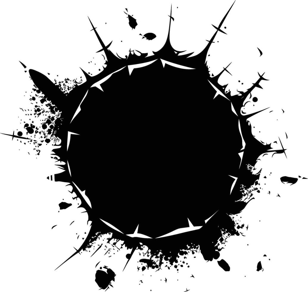 AI generated Silhouette bullet hole in concrete black color only vector