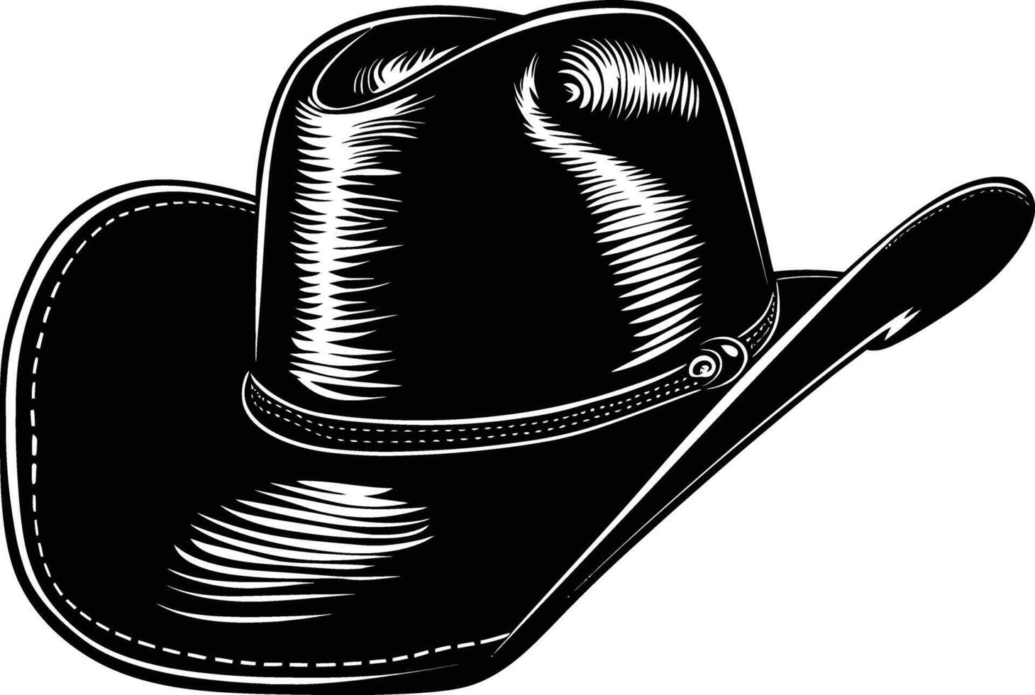 AI generated Silhouette cowboy hat black color only vector