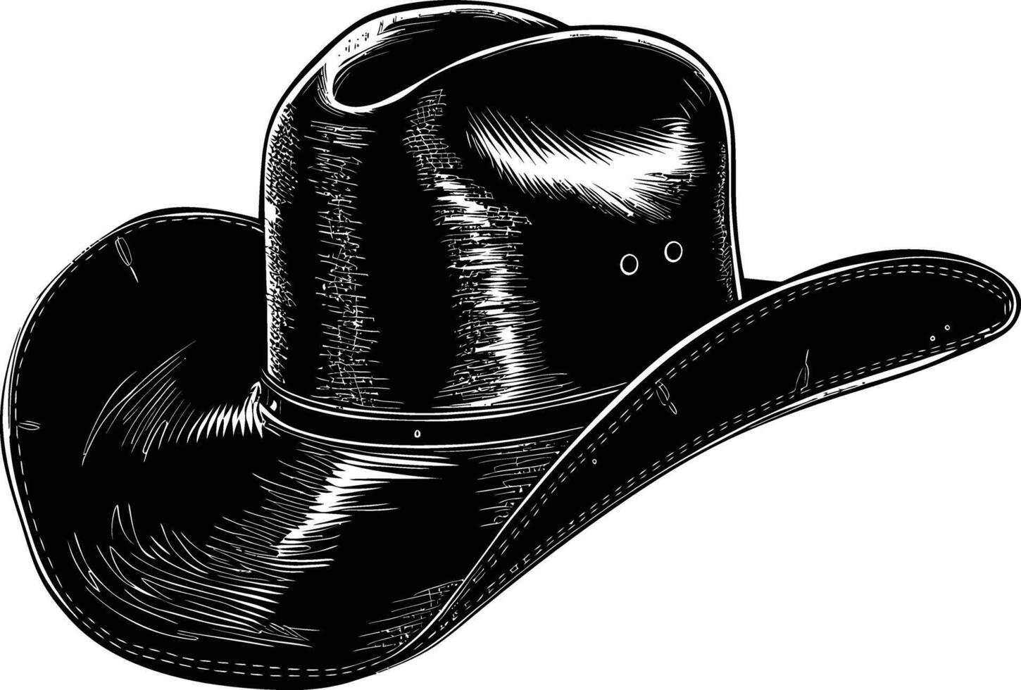 AI generated Silhouette cowboy hat black color only vector