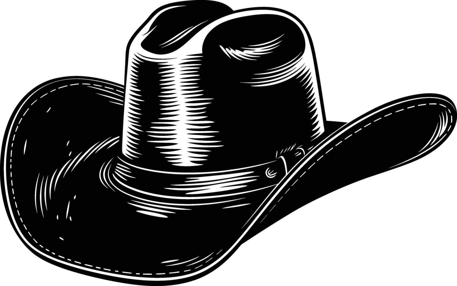 ai generado silueta vaquero sombrero negro color solamente vector