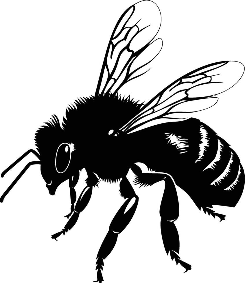 AI generated Silhouette bee animal black color only full body vector