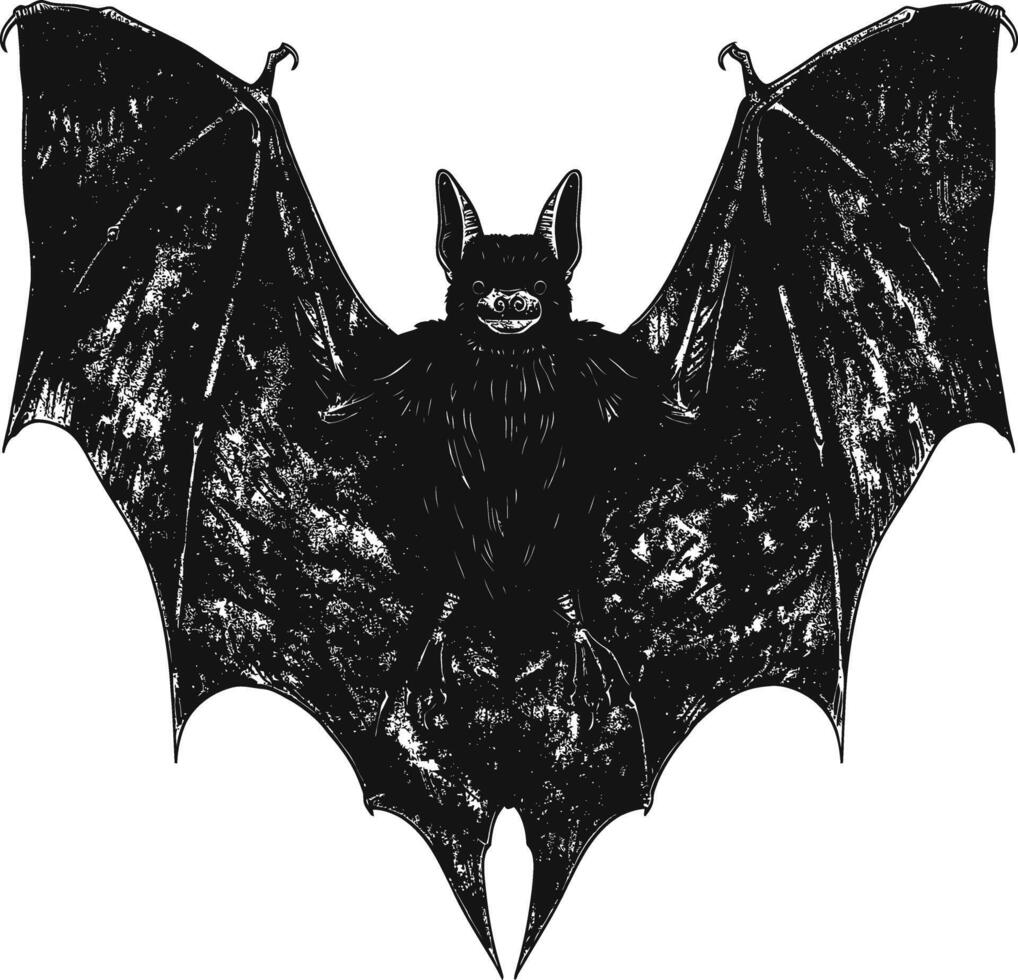 AI generated Silhouette bat animal black color only full body vector