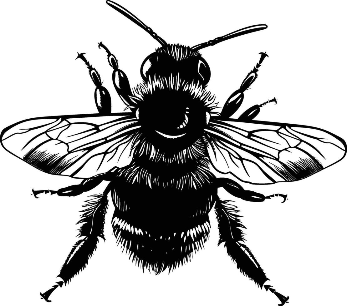 ai generado silueta abeja animal negro color solamente lleno cuerpo vector