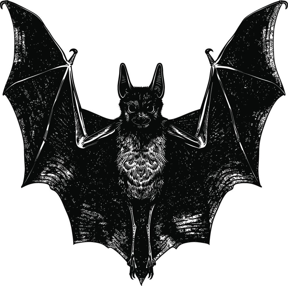 AI generated Silhouette bat animal black color only full body vector