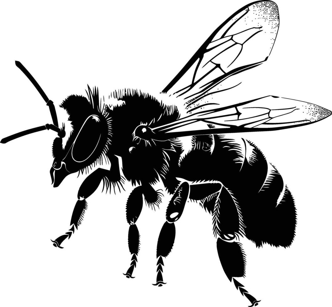 AI generated Silhouette bee animal black color only full body vector