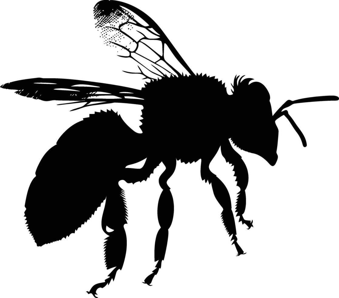 AI generated Silhouette bee animal black color only full body vector