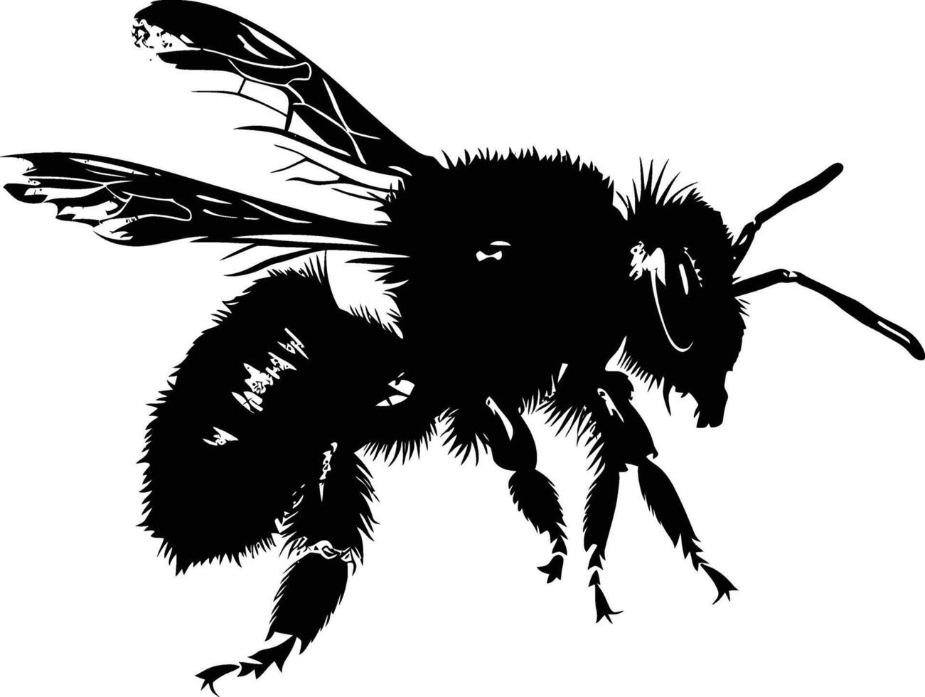 AI generated Silhouette bee animal black color only full body vector