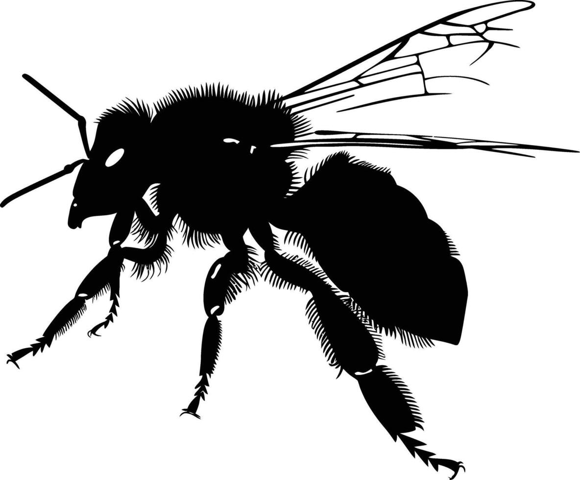 AI generated Silhouette bee animal black color only full body vector