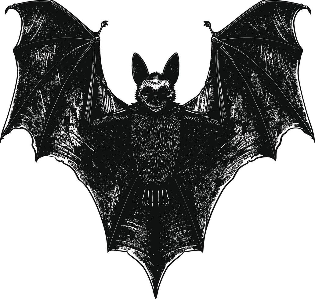 AI generated Silhouette bat animal black color only full body vector