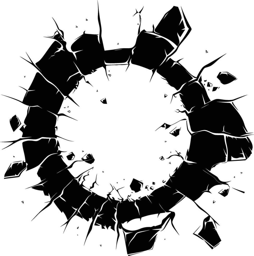 AI generated Silhouette bullet hole in glass black color only vector