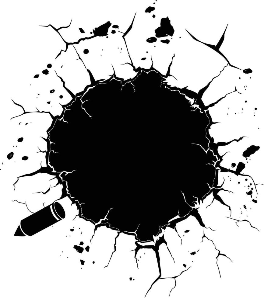 AI generated Silhouette bullet hole in concrete black color only vector