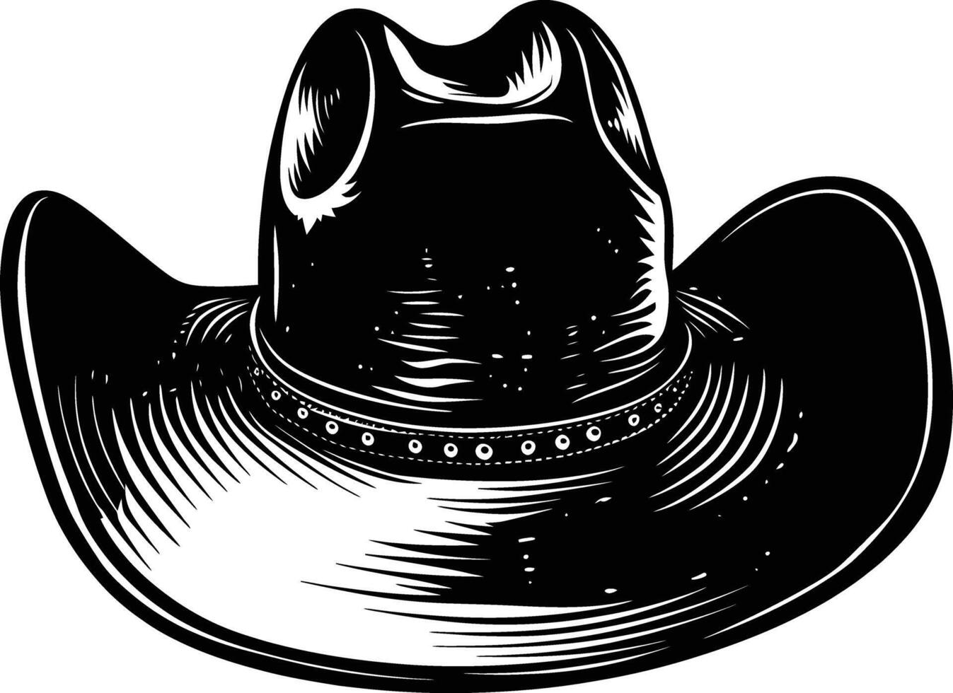 AI generated Silhouette cowboy hat black color only vector